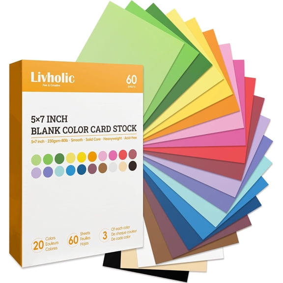 5X7 Colored Cardstock Blank Colored Card Stock Printable 80lb Thick Solid Core Paper for Postcards, Invitations,Photos, Card Making