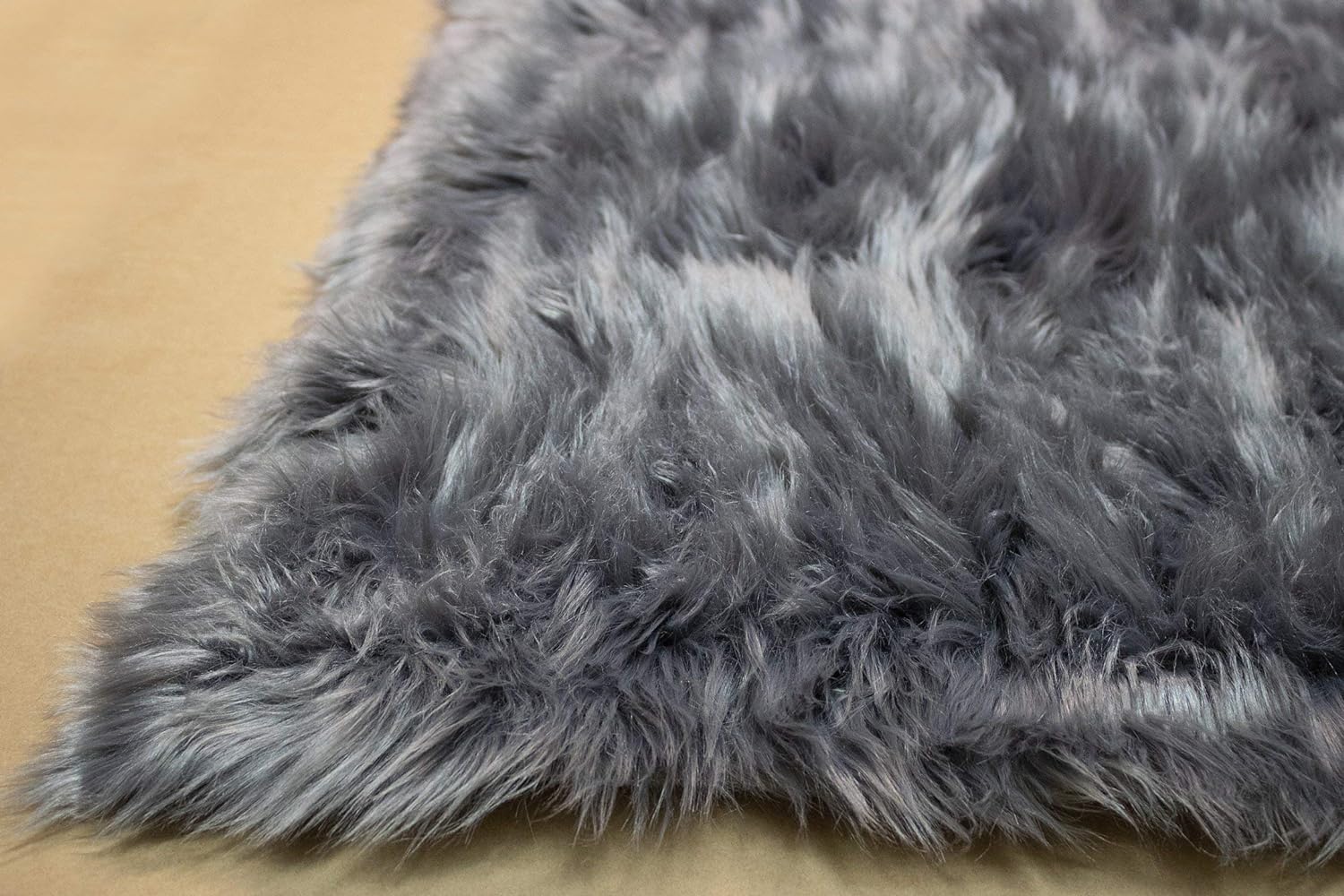 5X7 Feet Charcoal Gray Grey Colors Solid Plush Pile Faux Fur Rug