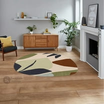 5X7 Handmade Rug, Bed, Living room, Oval Carpet, Geometric Carpet, Tufted Area Rugs