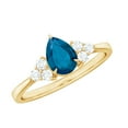 thumbnail image 1 of Rosec Jewels London Blue Topaz Pear Shaped Engagement Ring - 5X7 mm - Blue Topaz Diamond Ring - AAA Grade - with Jewelry Box, 14K Yellow Gold, US 10.00, 1 of 8