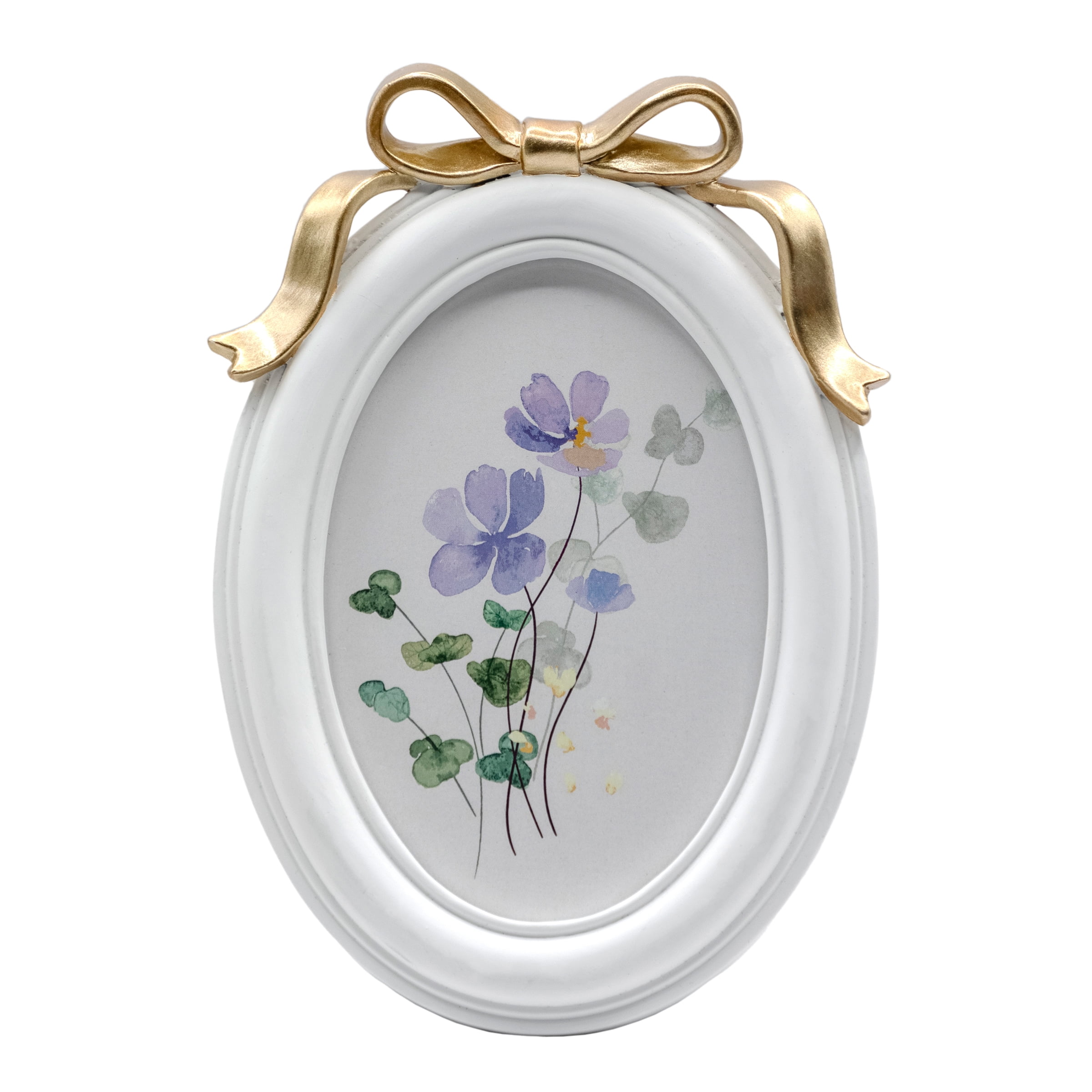 OneDesign Home 5x7 White Resin Tabletop Picture Frame with Gold Bow Accent - Walmart.com