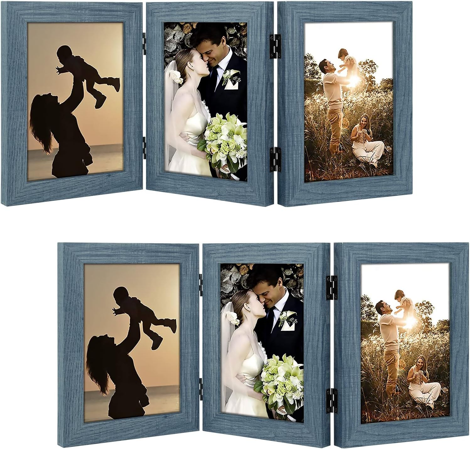 5X7 Three Picture Frame Trifold Hinged Photo Frame With 3 Openings Desk