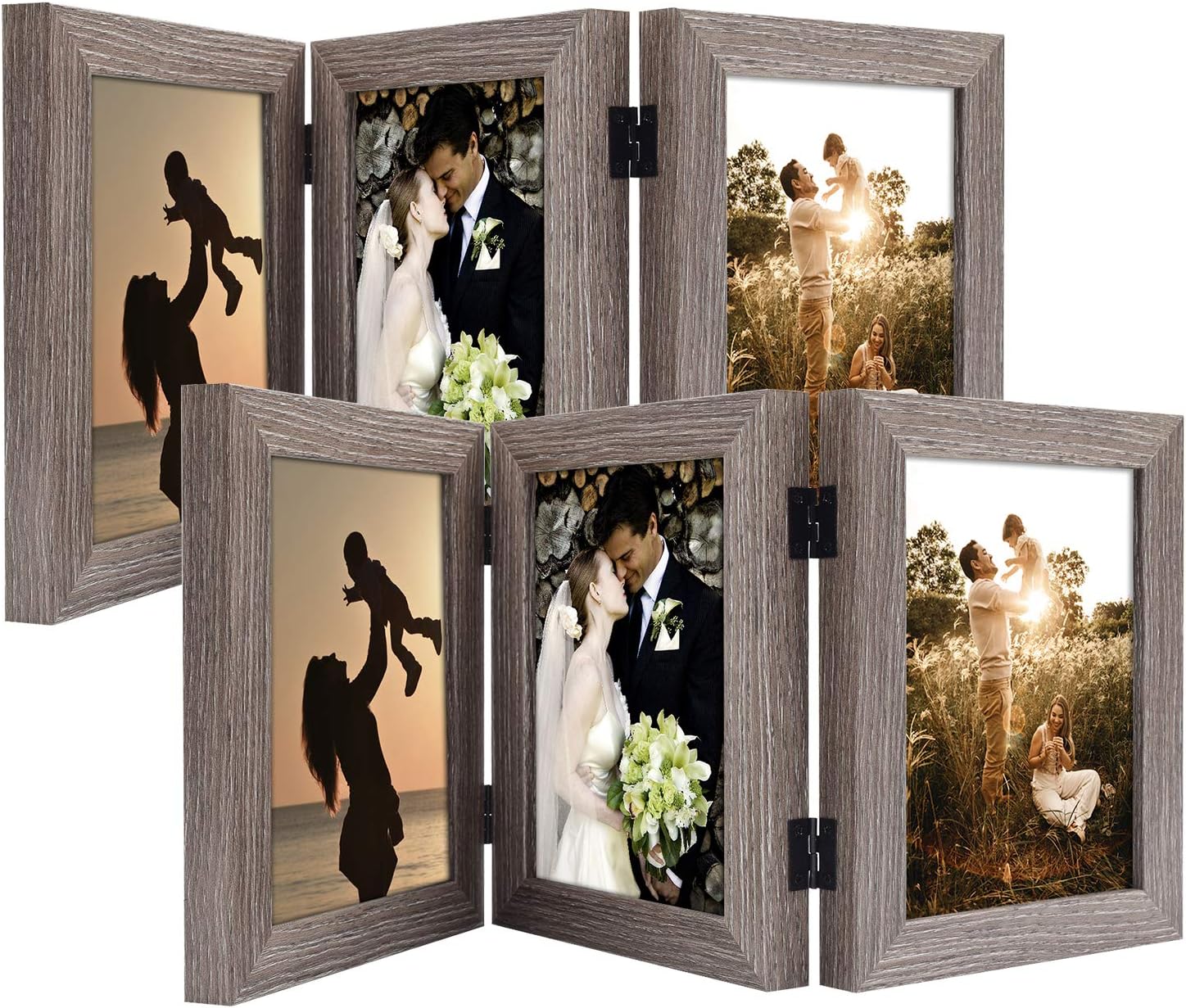 5X7 Three Picture Frame Trifold Hinged Photo Frame With 3 Openings Desk