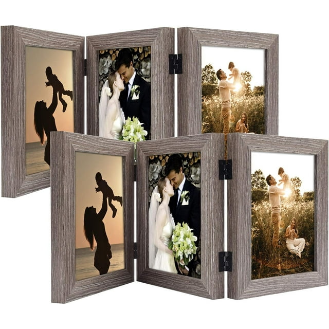 5X7 Three Picture Frame Trifold Hinged Photo Frame With 3 Openings Desk