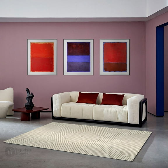 5X7 Tufted Rug, Cream Color, Bedroom, Hallway, Rectangle Carpet, Geometric Design, Area Rugs