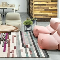 5X7 Tufted Rug, Living room, Bedroom, Rectangle Carpet, Geometric Wool, Handmade Rugs