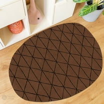 5X7 Wool Rug, Brown Color, Living, Bed, room, Oval Carpet, Geometric Carpet, Handmade Rugs
