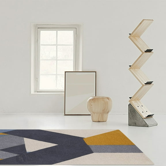 5X7 Wool Rug, Hallway, Bedroom, Rectangle Carpet, Geometric Wool, Tufted Rugs