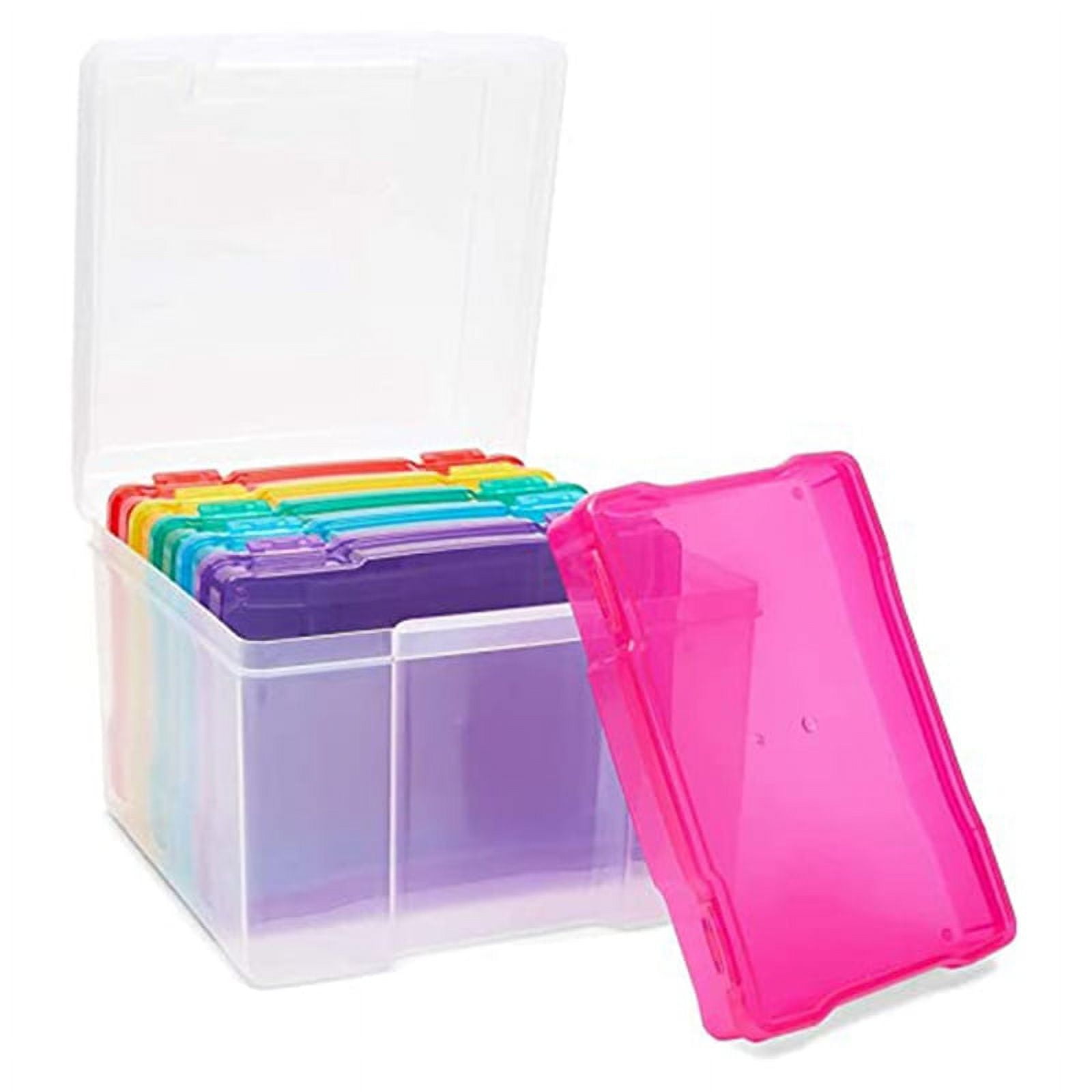 5x7 inch Photo Storage Box Plastic Picture Keeper 6 Colorful Photo Cases