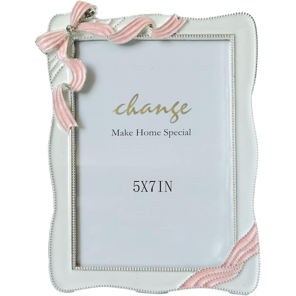 5X7in Modern Minimalist Picture Frames, Luxury Unique Ornate, Picture Frame for Love Letters, Red Bow Photo Frame of HD Glass for Tabletop/Wall Display ,Perfect Gift Choice