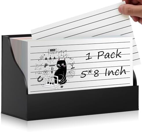 5X8 Index Card Holder Acrylic Black Note Card Holder Index Card Stand Note Card Organizer Box Flash Card Organizer Postcard Display Rack Business Card Storage For School Library(No Card)