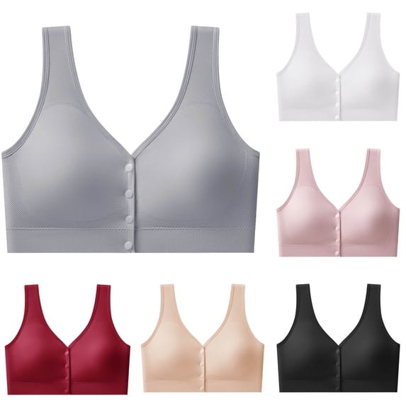 5XL/6XL Plus Size Sport Bras for Women Front Closure Widen Straps Stretchy Soft Full Coverage Wireless Supportive Running Yoga Workout Everyday Bralette