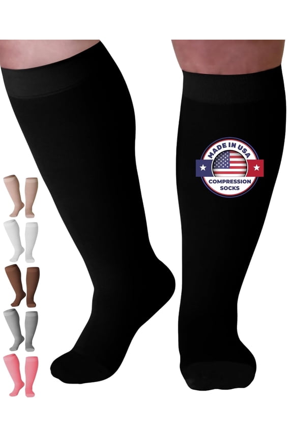 Plus Size Compression Stockings for Women and Men 20-30mmHg Black, 5X-Large