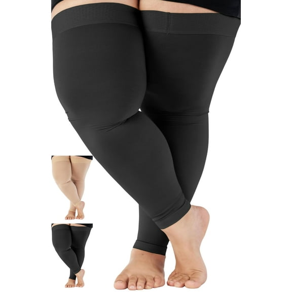 5XL Wide Calf Unisex Footless Socks 20-30mmHg by Absolute Support - Black, 5X-Large