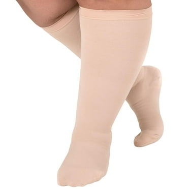 5XL Wide Calves Men and Womens Compression Stockings 20-30mmHg - Beige, 5XL