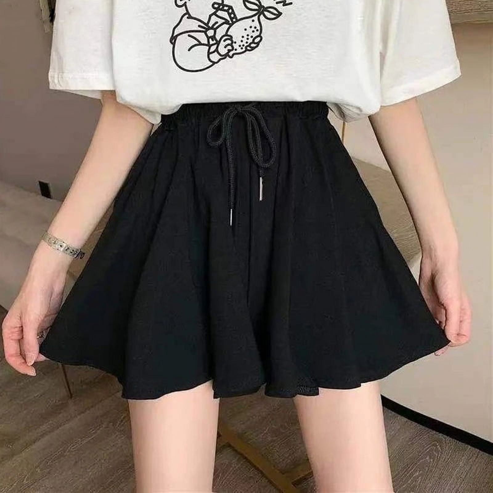 5Xl Summer Shorts Skirts Women Elastic High Waist Casual Wide Leg