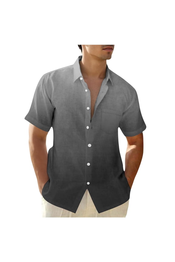5Xlt Mens Shirts Big and Tall S-5X Short Sleeve Tshirts Shirt with Pocket Plus Size Button-Up Collared Gradient Printed Beach Tees Tops
