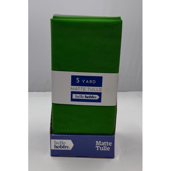 Hello Hobby 5 Yard Cut Matte Tulle 100% Nylon Solids Fabric, Green, 54" Wide for Sewing and Craft
