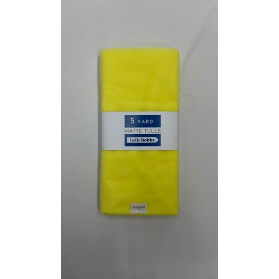 Hello Hobby 5 Yard Cut Matte Tulle 100% Nylon Solids Fabric, Yellow, 54" Wide for Sewing and Craft