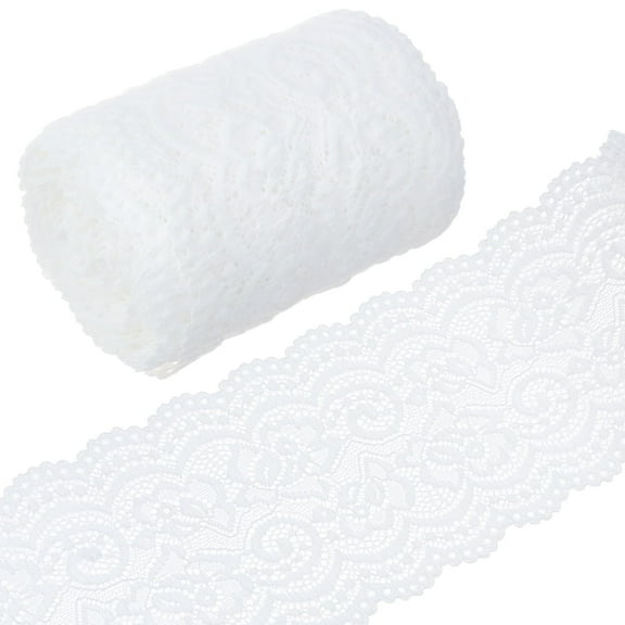 5Yard 5 Yards Lace Roll White Cotton Lace Trim Fabric 4" Wide for Dress Tablecloth Hair Band Wedding Festival Event Decorations