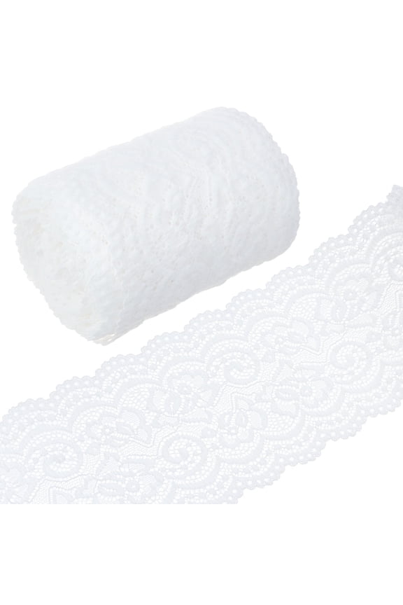 5Yard 5 Yards Lace Roll White Cotton Lace Trim Fabric 4" Wide for Dress Tablecloth Hair Band Wedding Festival Event Decorations