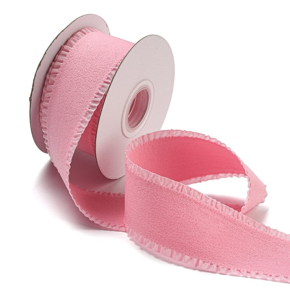 5Yard Nylon Ruffled Ribbon Clothes Accessories Pink 1-5/8 inch(40mm) about 5 Yards/Roll
