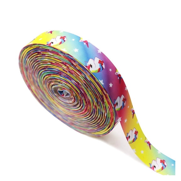 5Yard Unicorn Cartoon Ribbons Grosgrain Ribbon Gift Wrapping Craft DIY Accessories Holiday Baby Shower Christmas Decorations Material