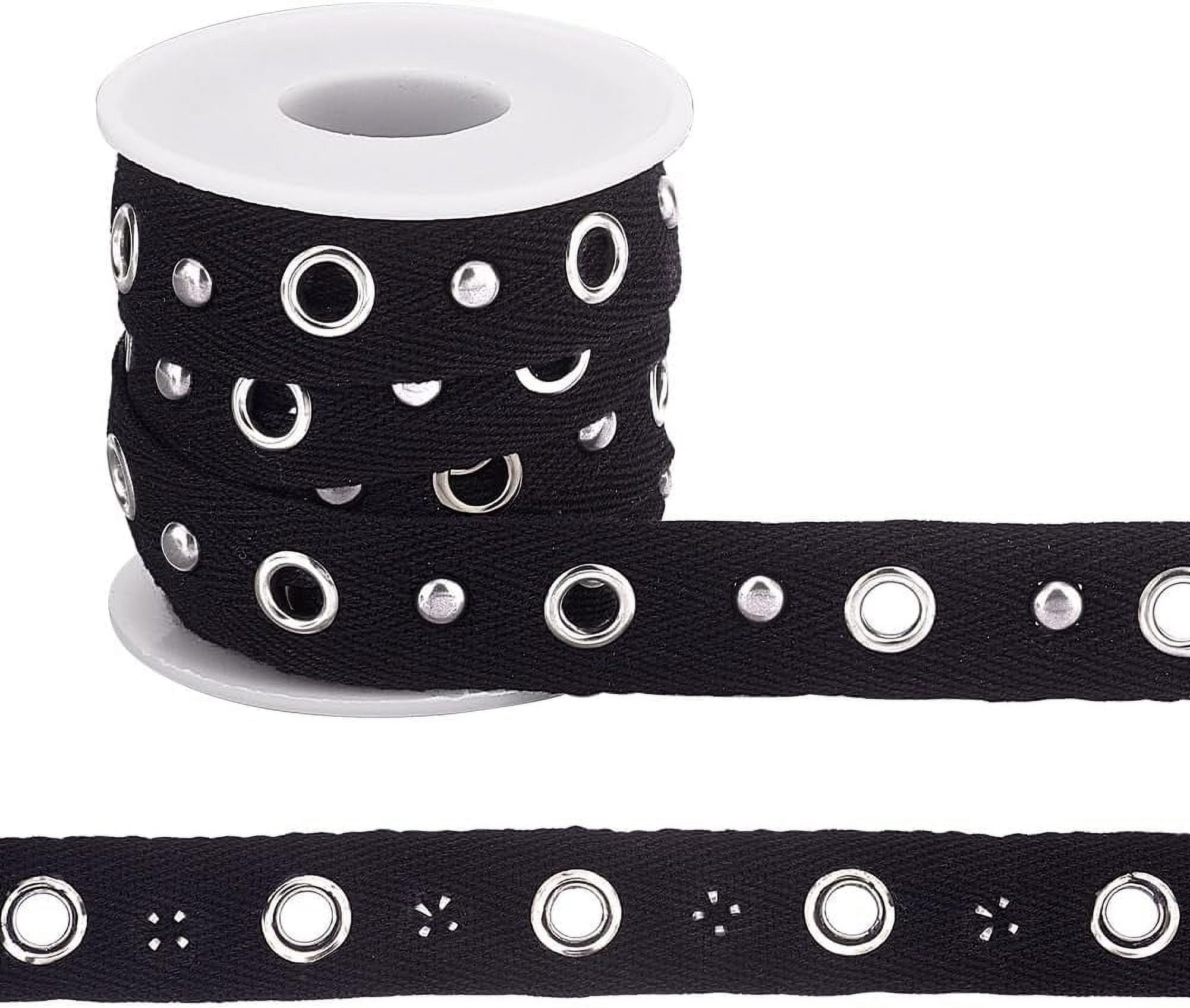 BENECREAT 4 Yards Black Grommet Trim With D Rings - 0.94" Eyelet Tape For Sewing Corsets, Dresses, Bags