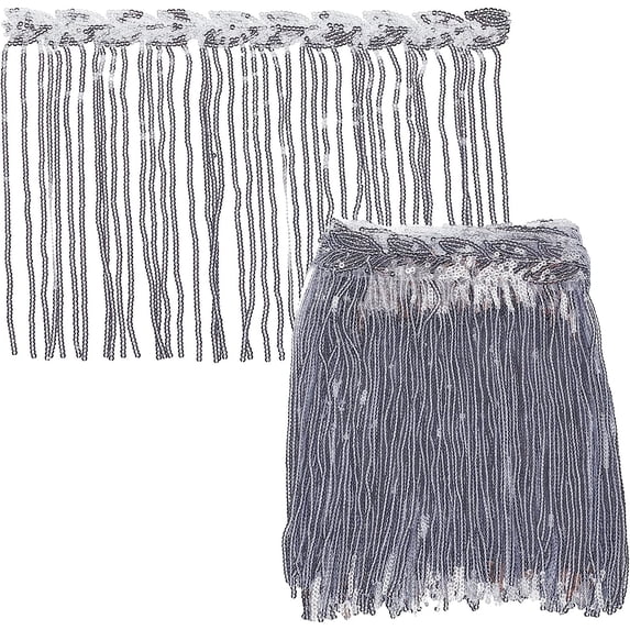 5Yards 8.3 Inch Sequins Lace Tassel Fringe Trim Paillettes Bling Sewing Fringe Trim Metallic Sequin Trim
