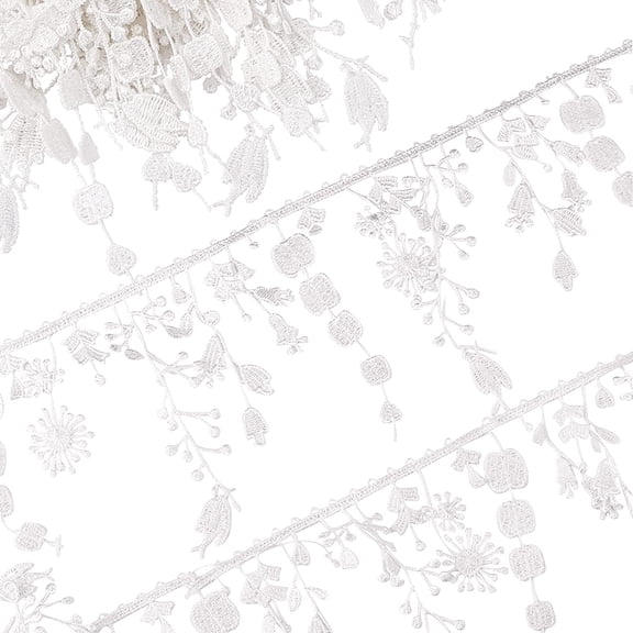 5Yards Creamy White Lace Trim Bird and Leaf Shape Tassel Fringe Trim 3.54 Inch Inelastic Embroidery Lace Applique Craft for Sewing Making Jewelry Wrapping and Bridal Wedding Decorations 5yards