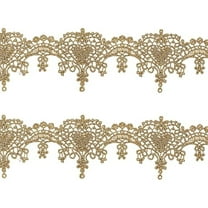 5Yards Gold Lace Trim Embroidery Polyester Ribbons Jacquard Ribbon Metaillic Venice Lace Trim Heart Lace Edge Trim for Wedding Applique DIY Sewing Crafts