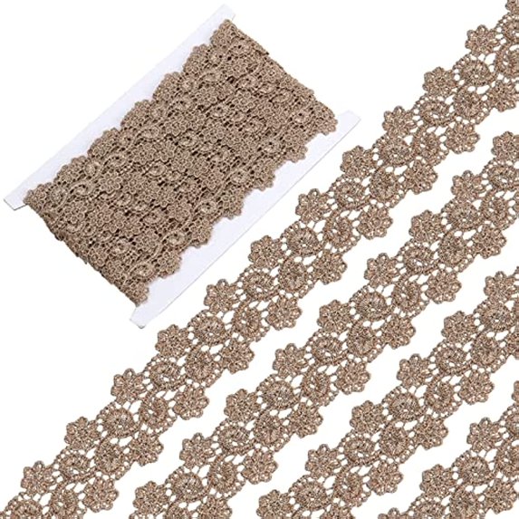 5Yards Gold Lace Trim Venice Gold Lace Ribbon Metallic Embroidery Leaves Ribbons Hollow Flower Polyester Lace Trimmings Garment Accessory