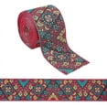 thumbnail image 1 of 5Yards Vintage French Jacquard Trim 2.91 Inch(7.4cm) Wide Boho Woven Trim Ethnic Embroidery Polyester Flat Ribbon, 1 of 7