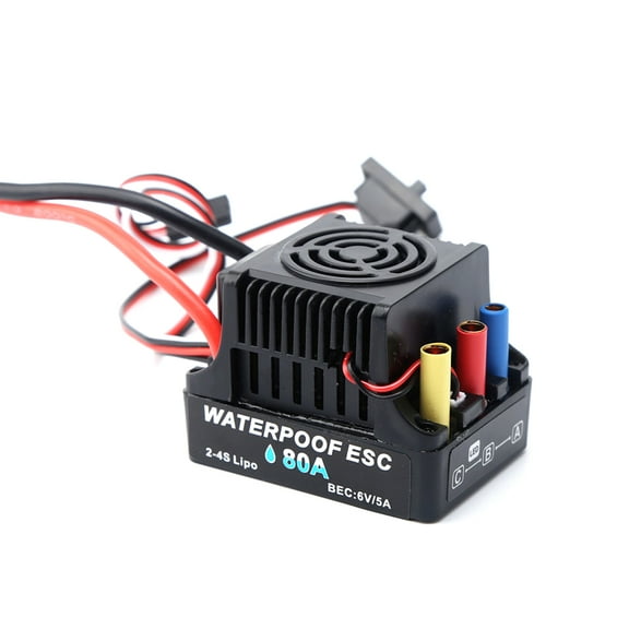 5a 80A Brushless 2-4S ESC Electric Speed Controller 6V 5A BEC T Plug For 1/8 1/10 RC Car