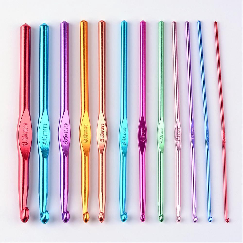 5bags Aluminum Crochet Hooks Needles Mixed color 150x2~8mm 12pcs/bag