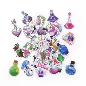 5bags Cartoon Magic Potion Paper Stickers set Adhesive Label Stickers for Water Bottles Laptop Luggage Cup Computer Mobile Phone Skateboard Guitar Stickers Mixed color 50~75x40~55x0.3mm 50pcs/bag