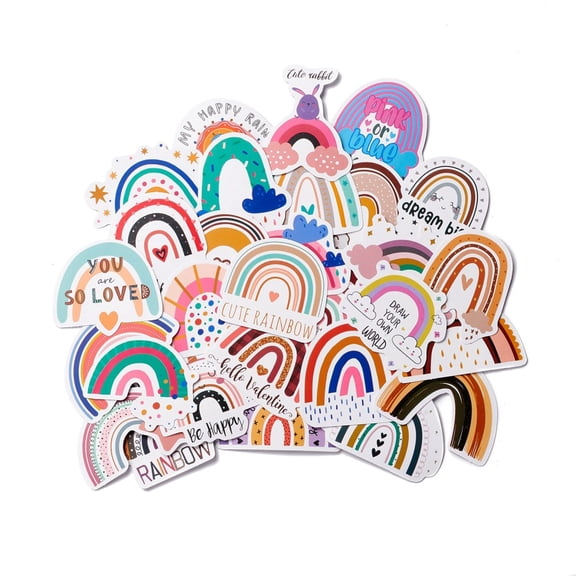 5bags Cartoon Rainbow Paper Stickers set Waterproof Adhesive Label Stickers Mixed color 3.2~5.4x4~6.7x0.02cm 60pcs/bag