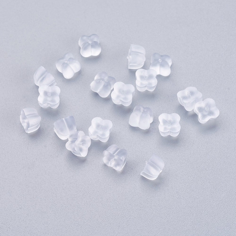 5bags Silicone Ear Nuts Earring Backs Clear 5x5x3.5mm Hole: 0.6mm about 500pcs/bag Clear