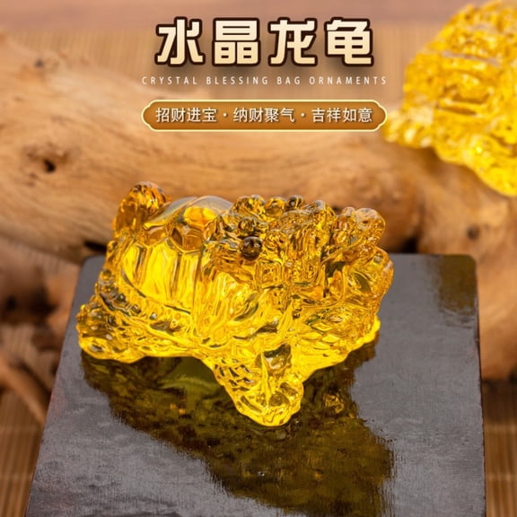 5cm Crystal Dragon Turtle Figurine Feng Shui Style Desktop Ornament Bedroom Home Decor