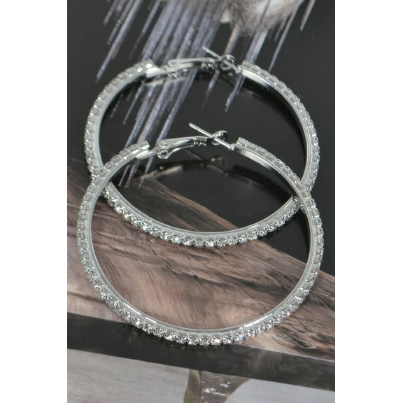5cm Double Rhinestone Hoop Earrings