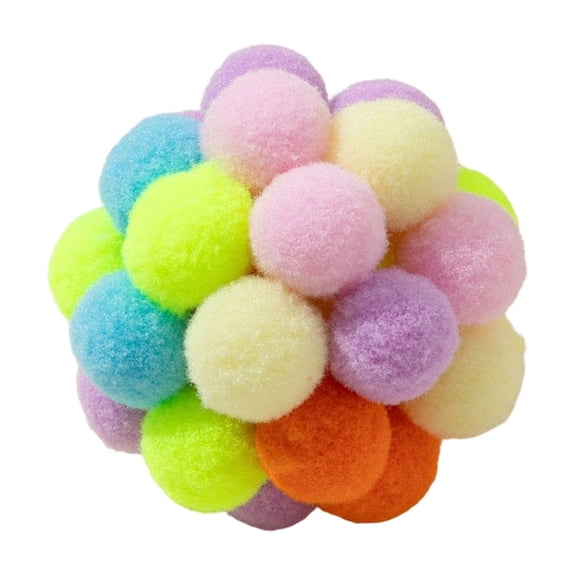 5cm In Diameter Colorful Furry Teaser Ball, Handmade Interactive Ball, Pet Toy For Boredom Relief
