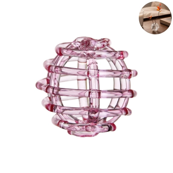 5cm Mini Hollow Glass Orb Vase, Small Transparent Cage Spherical Glass Vase, Tiny Desktop Flower Bottle for Single Stem Plant Home Table Decor