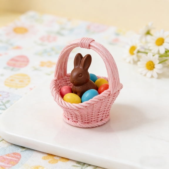 5cm Mini Woven Storage Basket, Synthetic Resin Craft, Miniature Scene Prop for Photography Home Desktop Tiny Ornament