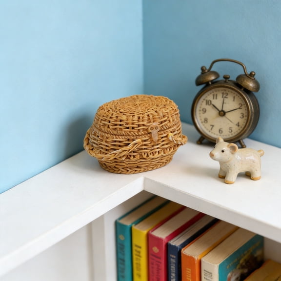 5cm Mini Woven Storage Basket, Synthetic Resin Craft, Miniature Scene Prop for Photography Home Desktop Tiny Ornament