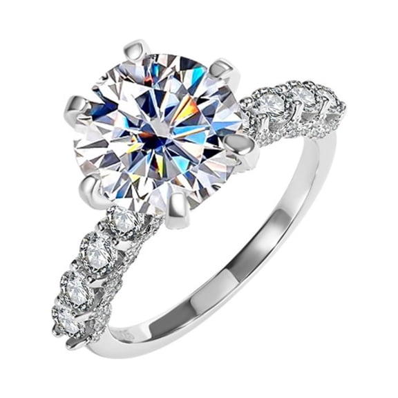 5ct 18K White Gold Moissanite Rings for Women Gift D Color VVS1 Clarity Diamond Rings S925 Sterling Silver Ring jewelry Moissanite Engagement Rings with Certificate