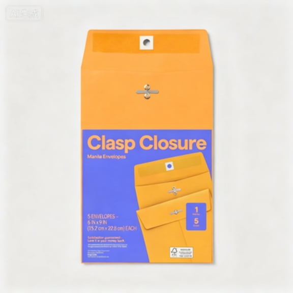 5ct 6"x9" Manila Envelopes Clasp Closure Beige Paper Small Mailing Office Stationery Envelopes