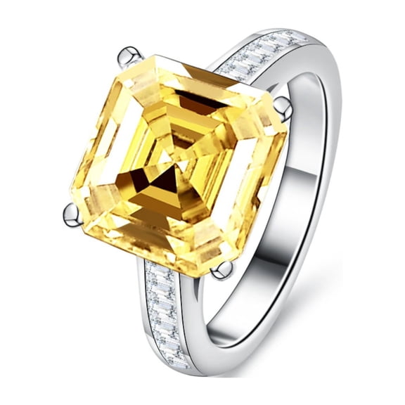 5ct Asscher Cut Moissanite Wedding Rings D Color VVS1 Clarity Women Diamond Rings S925 Sterling Silver Moissanite Rings for Women with Certificate