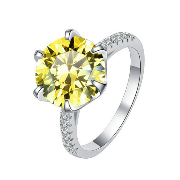 5ct Blue/Green/Yellow Moissanite Rings for Women Round Cut D Color VVS1 Engagement Diamond Rings 6-Prong Moissanite Wedding Rings for Women with Certificate