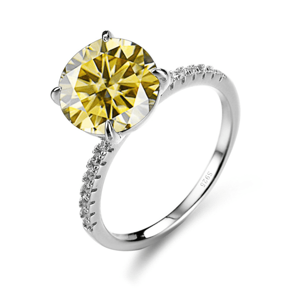 5ct D Color Moissanite Engagement Rings for Women 925 Sterling Silver Anniversary Wedding Rings Round Cut Yellow/Blue/Pink Diamond Rings for Mother Girlfriend with Certificate