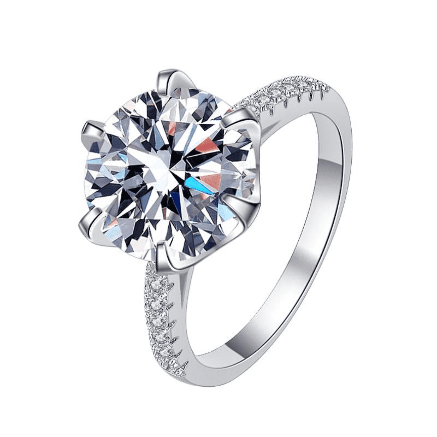 5ct D Color VVS1 Moissanite Engagement Ring for Women 925 Sterling Silver Women Wedding Rings 6-prong Moissanite Diamond Rings for Anniversary Valentine's Day with Certificate